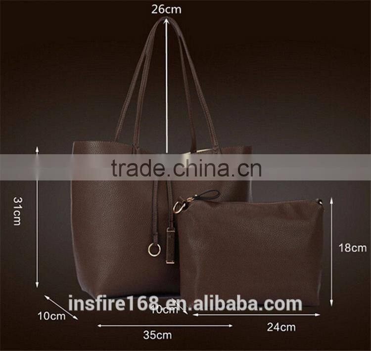 2PCS/Set Women Lady Leather Handbag Shoulder Bag Tote Party Clutch Wallet Purse