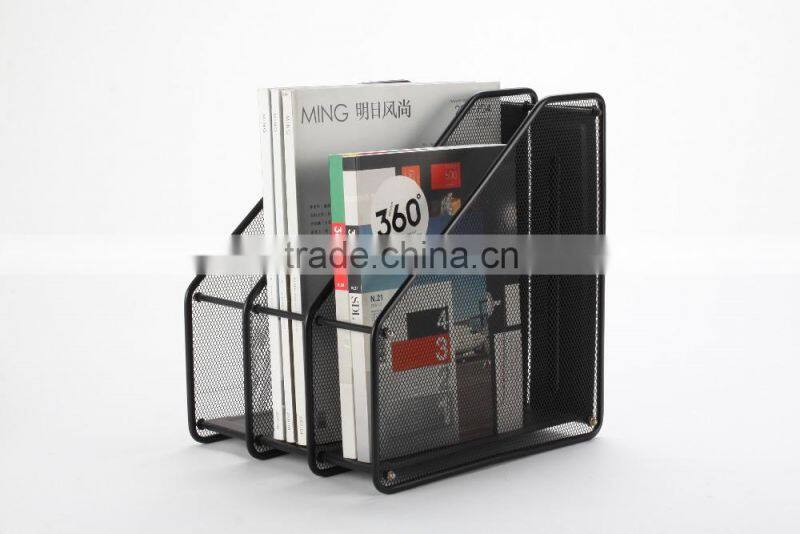 B83629 office desktop accessories stationery metal mesh magazine file racks metal wire file holder magazine organizer