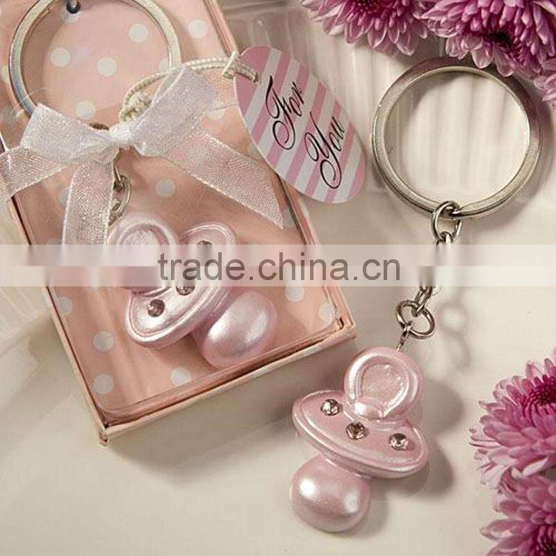Pink - blue crown themed princess metal keychain for baby showers