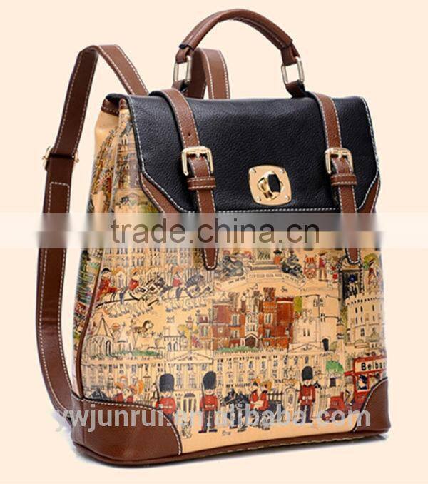 2015 New wholesale price lady fashion digital printing travel backpack
