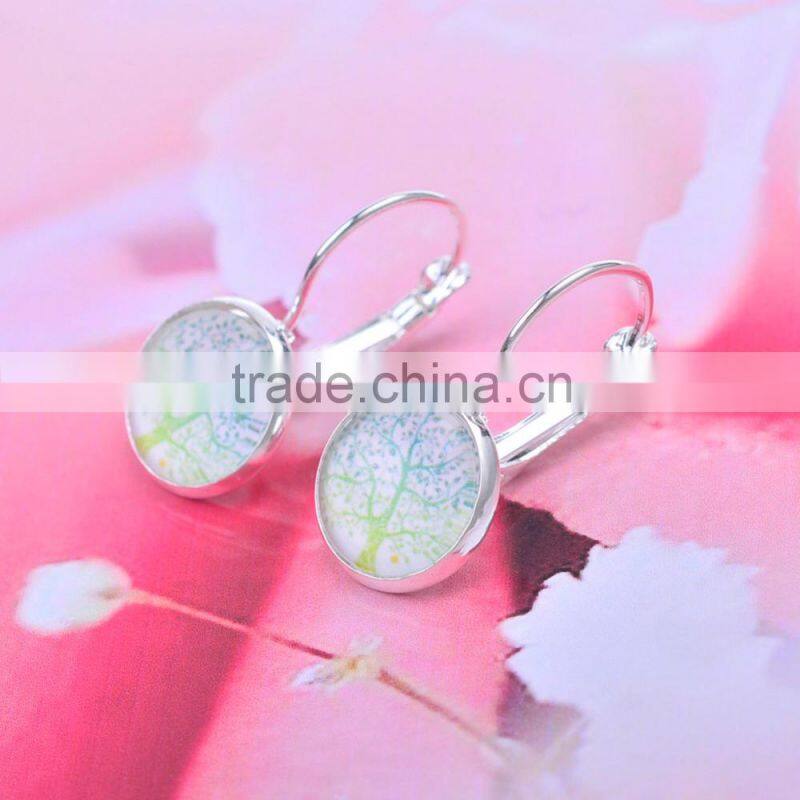 Wholesale Silver Round Glass Connector Jewelry Earrings