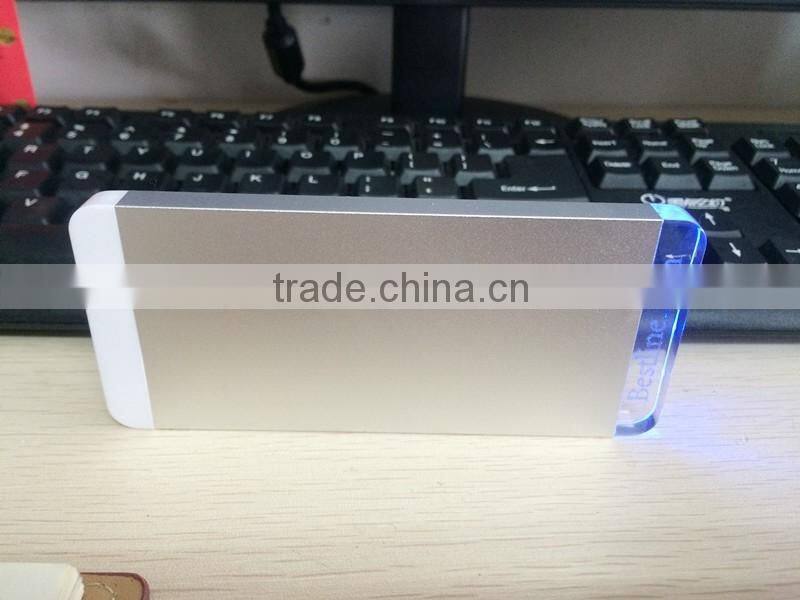 Manufacture supplier crystal power bank with 3 led colors lighting logo charging for cell mobile phone
