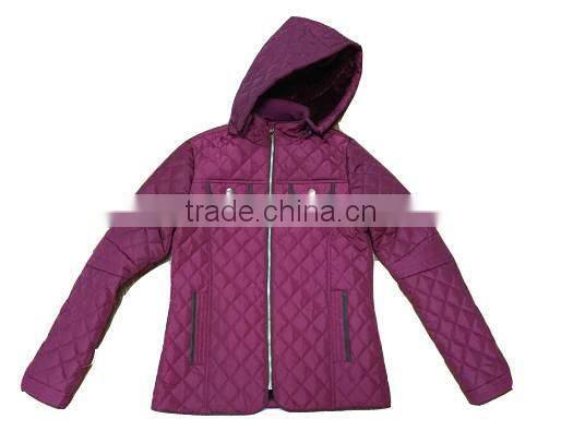 Apparel Stocks Lady Warm 75D Polyester Padded Jacket with Hoody