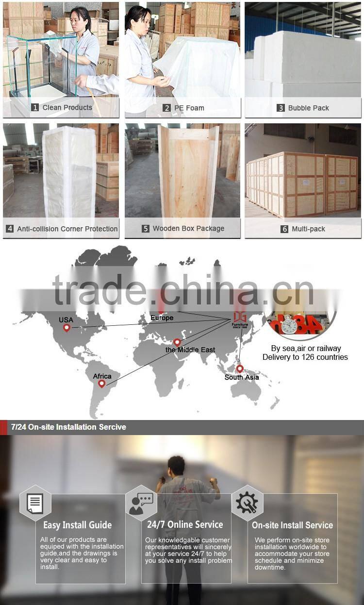 New hot sale fashion wooden clothes shop counter table design