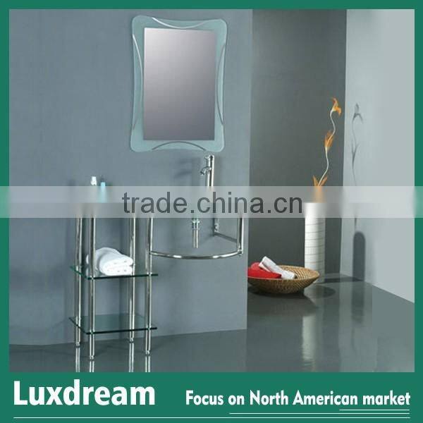 Elegant luxury free standing glass basin bathroom vanity