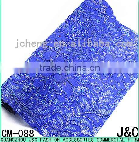 24*40cm blue color lace rhinestone hot fix Rhinestone mesh