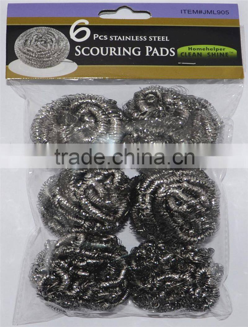 JML 6PK Hot sell household products good quality stainless steel spiral scourer
