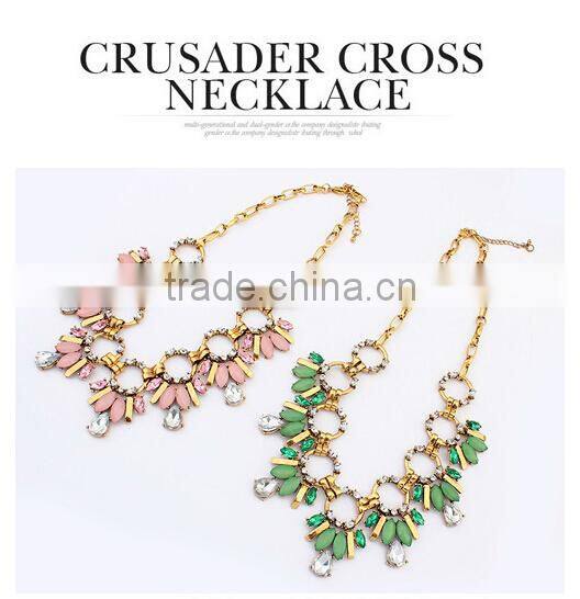 Blue Green Pink Vintage Choker Collar Pendant Statement Necklace Women Necklaces & Pendants Fashion Necklaces for Women 2014