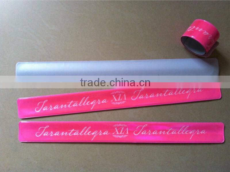 2015 Promotion High quality bicycle safety custom reflective slap bracelet