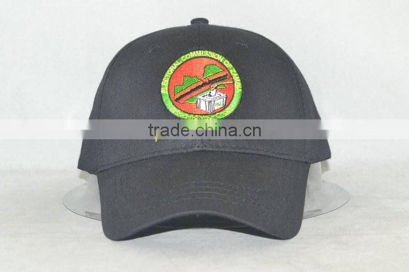Guangzhou hat factory professional custom / 100% cotton /6 panel / embroidery logo/black baseball cap