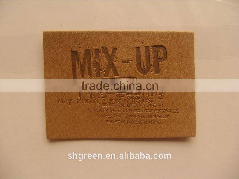 Brand leather label with sewing groove for easy stitching