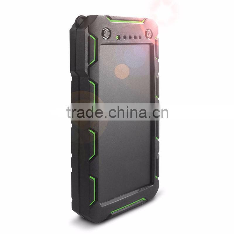 Real capacity 15000mah waterproof solar cell power bank portable charger for iphone xiaomi power bank