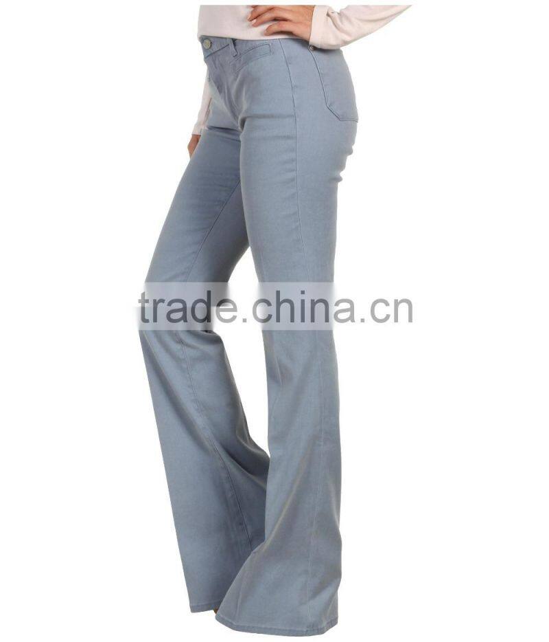 Flared jean skims the hips nips in at the knee kicks out at the upper calf for an elongated shape. (LOTX276)