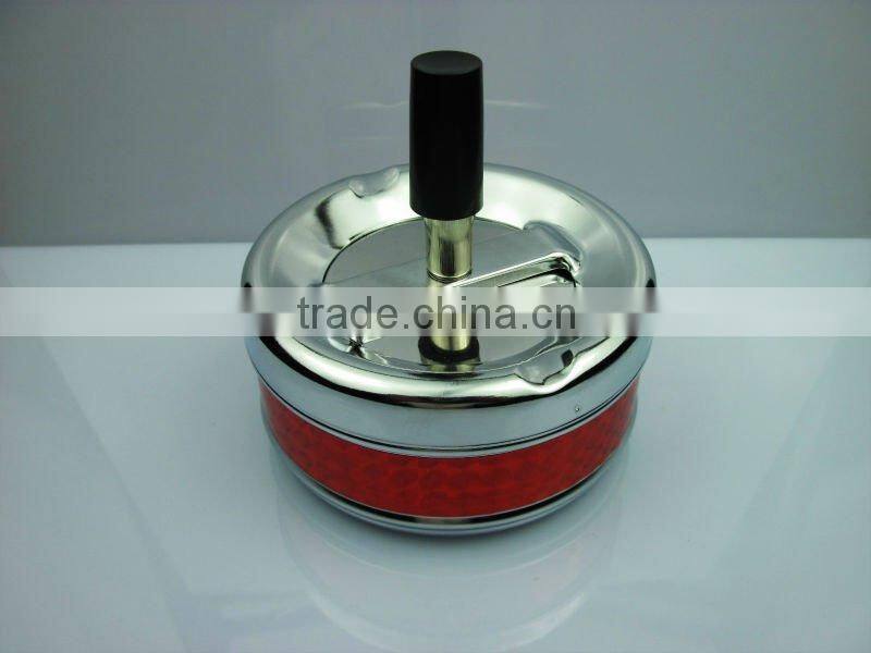 Leather cover metal round ashtray