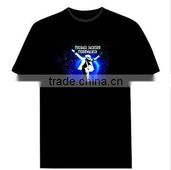 2015 China wholesales black EL led T-Shirt manufacture,fashing EL T-Shirt for concert and party supplier,Flashing light T-Shirt