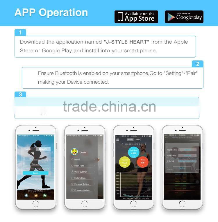 J-style health bluetooth heart rate monitor wrist pedometer watch fitness activity tracker with sdk and api