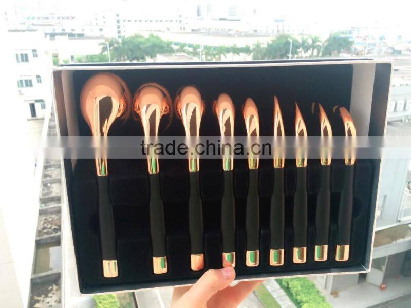 Hot Sales 9Pcs Golf Oval Makeup Brushes Mini Golf Brush Professional Cosmetic Brush