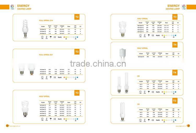 T2 450lm 9w 50we E14 full sprial fluorescent lighting