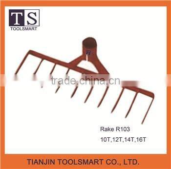 Hot garden hand Steel rake R with long handle for sale