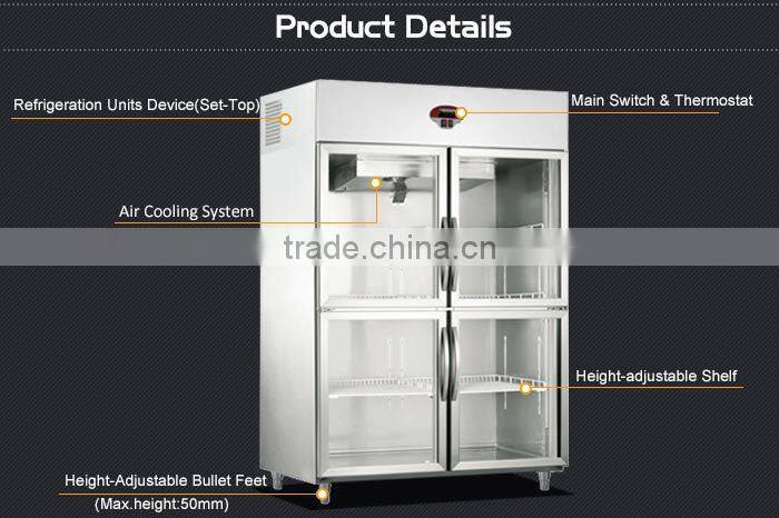 1000L Two Door Stainless Steel Commercial Beverage Cooler/Upright Beverage Cooler/4 Door Beverage Cooler