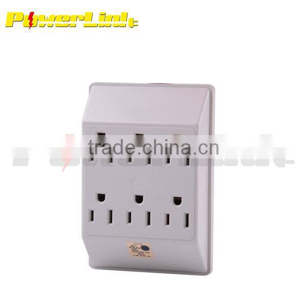 H30366 UL - 6 Way Plug Wall Outlet Power Strip Socket Grounded Beige Tan Splitter