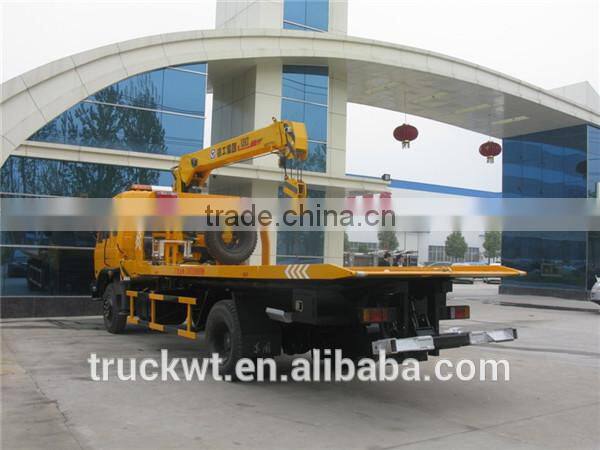 hot sale 170hp dongfeng 4x2 platform wrecker with 5 ton crane