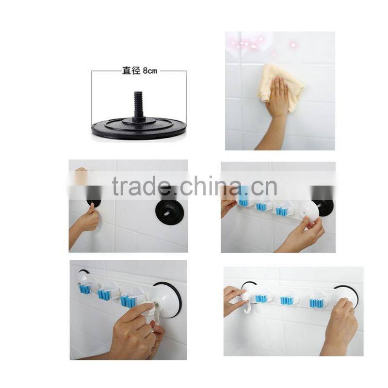 Bathroom Decroation Mop And Broom Plastic Holder With Sucking