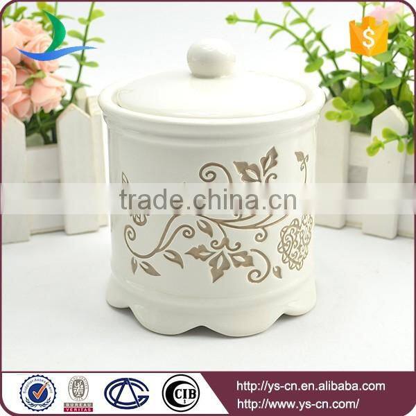 Fancy modern white ceramic canister for tea/sugar/coffer