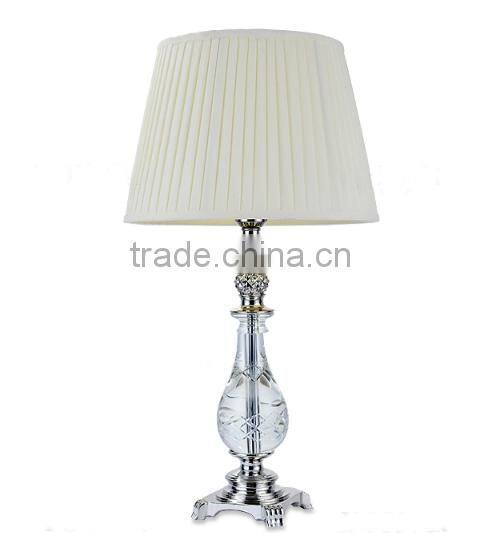 Pineapple design clear K9 crystal table lamp with fabric lampshade