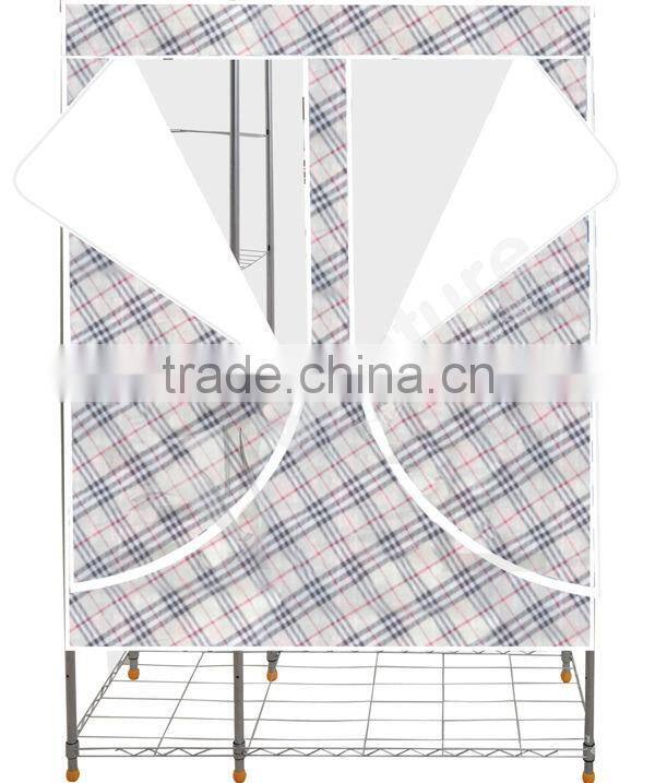 portable non-woven fabric metal wardrobe
