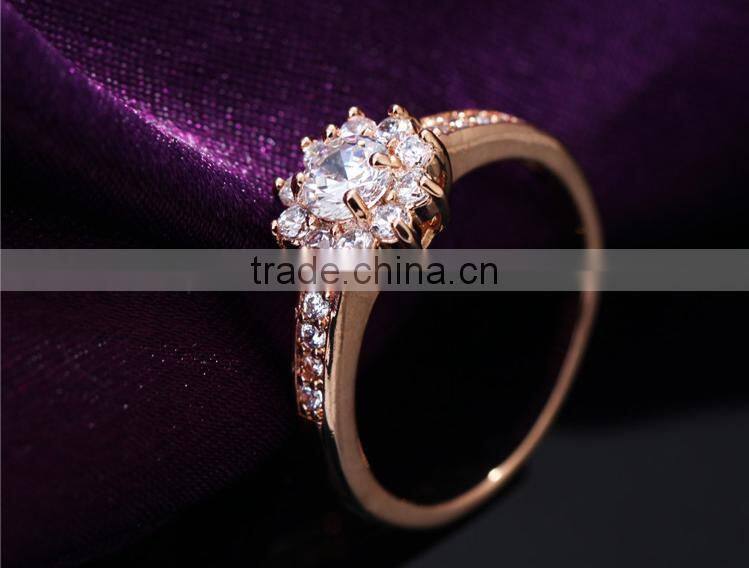 Wholesale Stock Small Order Fashion women Flower Zircon Rings