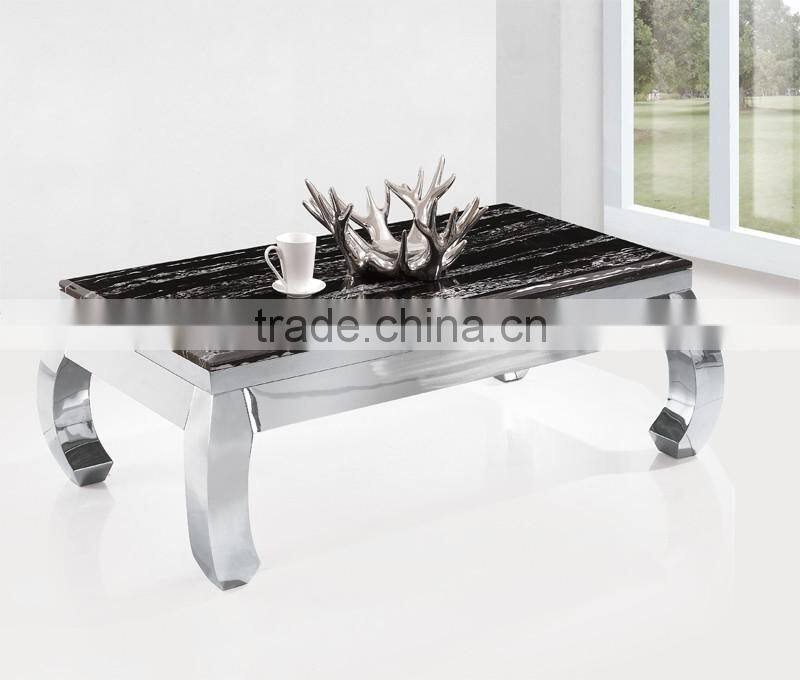 square coffee table center table stainless steel base modern