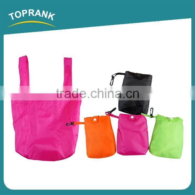 Toprank Reusable Polyester Folding Shopping Bag Supermarket Expandable Fruit Shopping Bag Foldable Tote Bag With Plastic Buckle