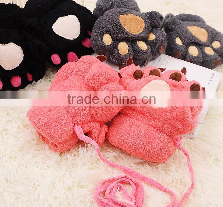 2015 Fashion Cute Bear Plush Kids Funny Animal Gloves