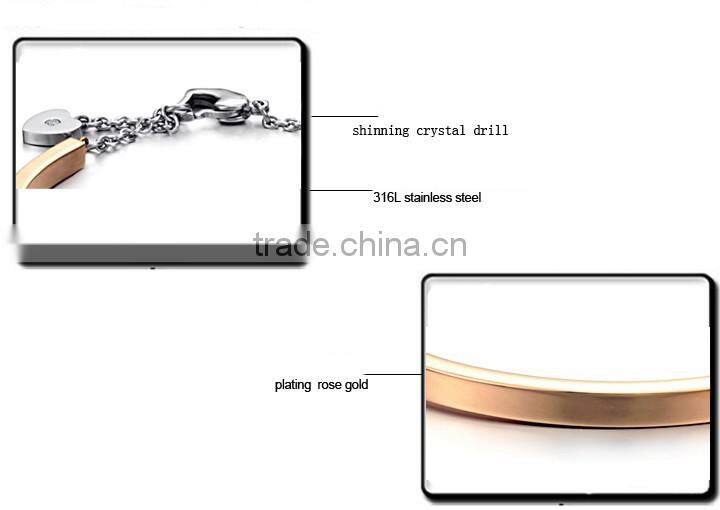 Fashion New Design Rose Gold Plated Stainless Steel Bracelet for Men Women
