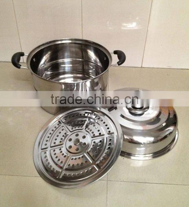 2 layers stainless steel steamer pot with bakelite handle
