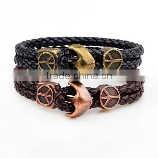 Fashion bracelet men leather bracelet anchor bracelet