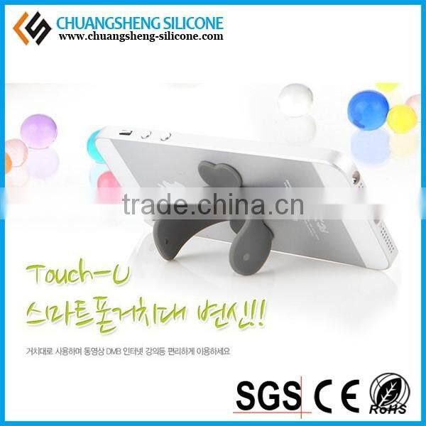 Practical promotional gift sticky one touch u silicone mobile phone stand