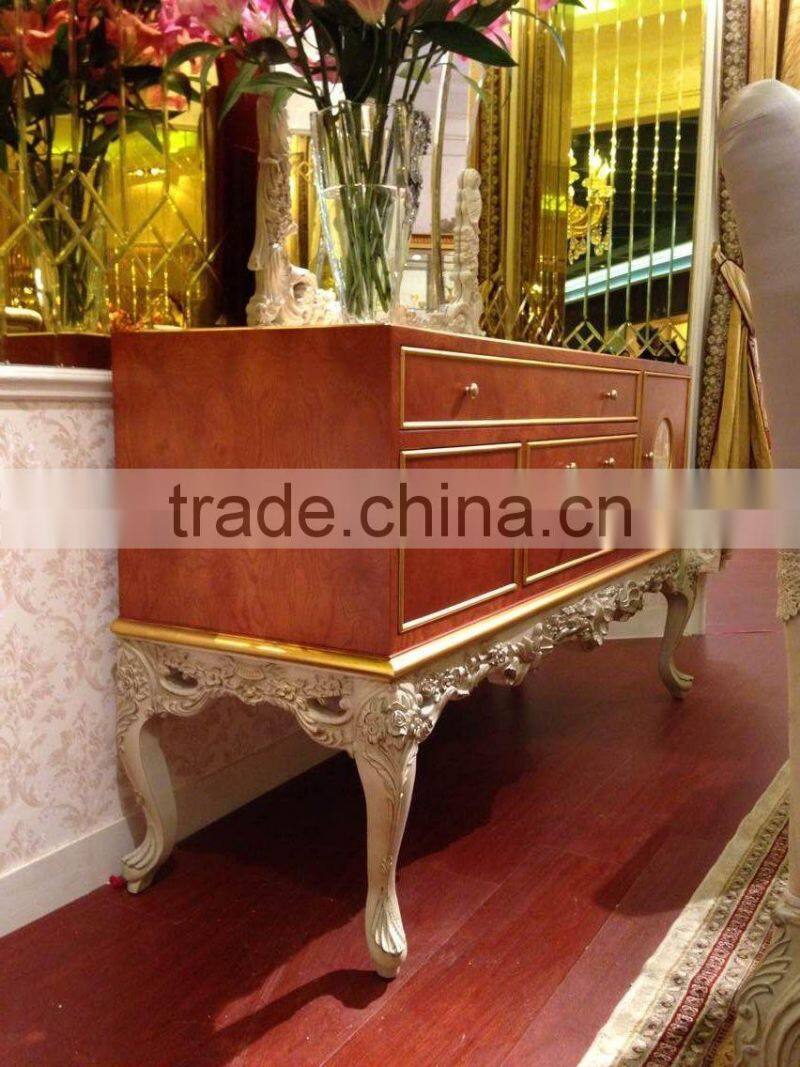 YB66 3.6Meter Luxury Italian Palace Long Dining Table with Golden Dining Chairs