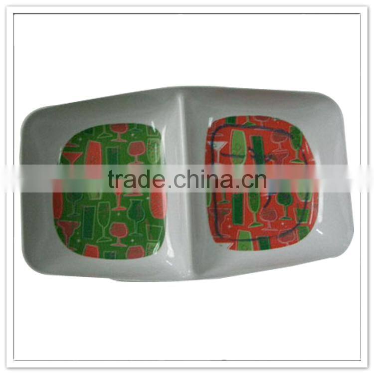 Bulk buy two division beer printed cheap plastic relish plate