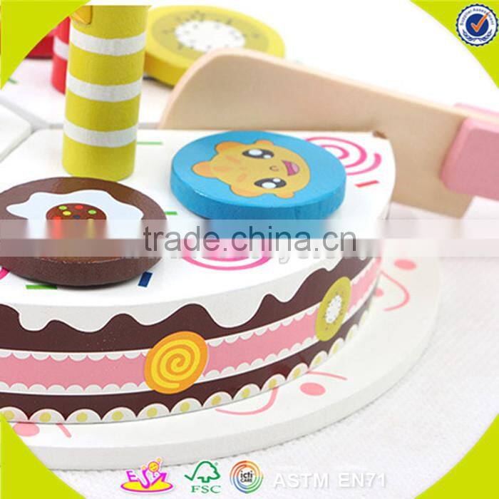 wholesale baby wooden cutting cake toy, creative kids wooden cutting birthday cake toy, funny wooden cutting cake toy W10B096