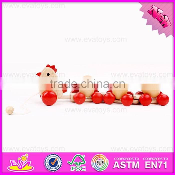 2016 hot sale baby wooden chicken toy, top fashion kids wooden chicken toy W05B153