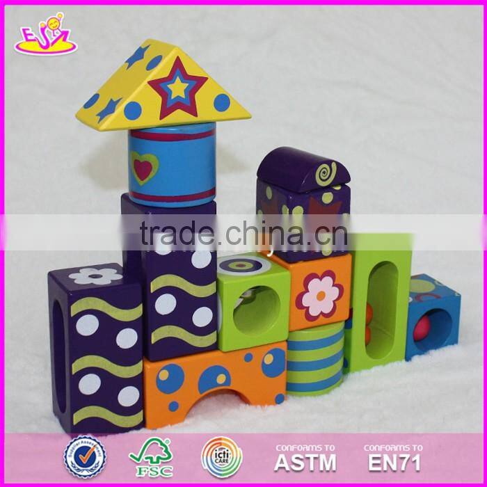 2017 New design children preschool imagination building block wooden bricks toys W13A108