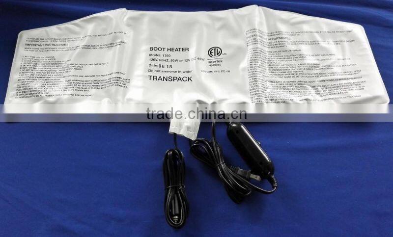ETL CE approved heating pad for ski boot bag, heated ski boot bag