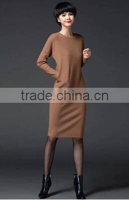 2016 Women Autumn Midi Long Sweater Knitted Wear Wrap Long Sleeve Slim Thin Pullover Skirts