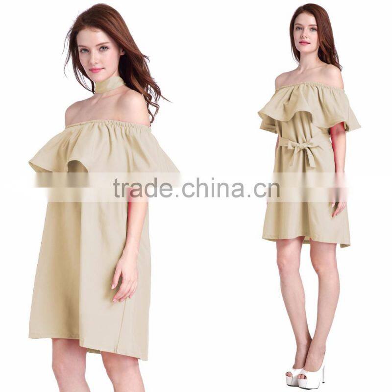 Women Dress Short Sleeve Big Size Dress O Neck Loose Mini Dress For Wholesale