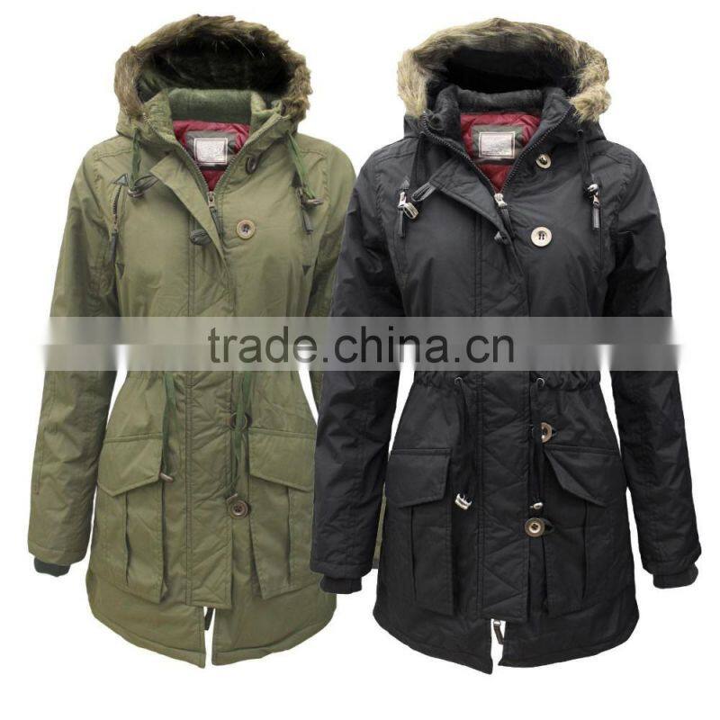 Montana New Womens Military Parka Faux Furs Trim Hood Ladies woodland Jacket Coat