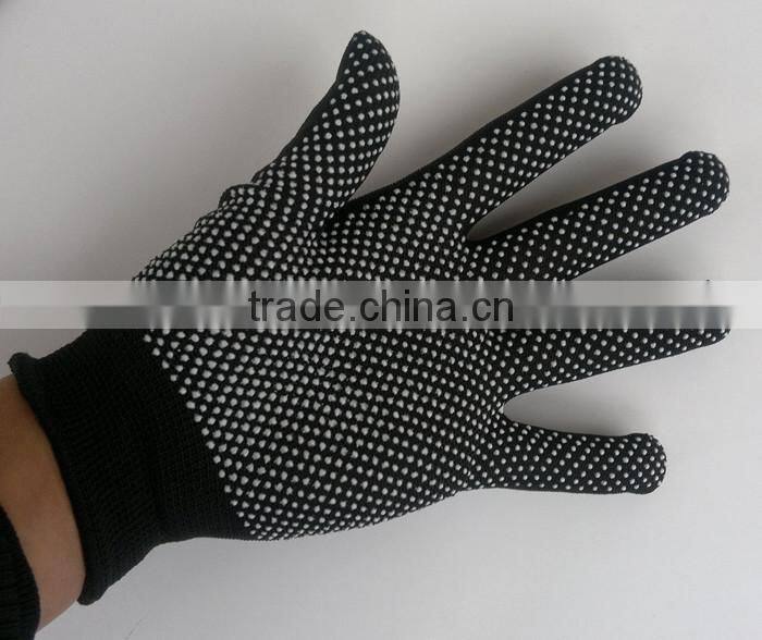 GZY 2015 white and black nylon anti-skid dotted gloves