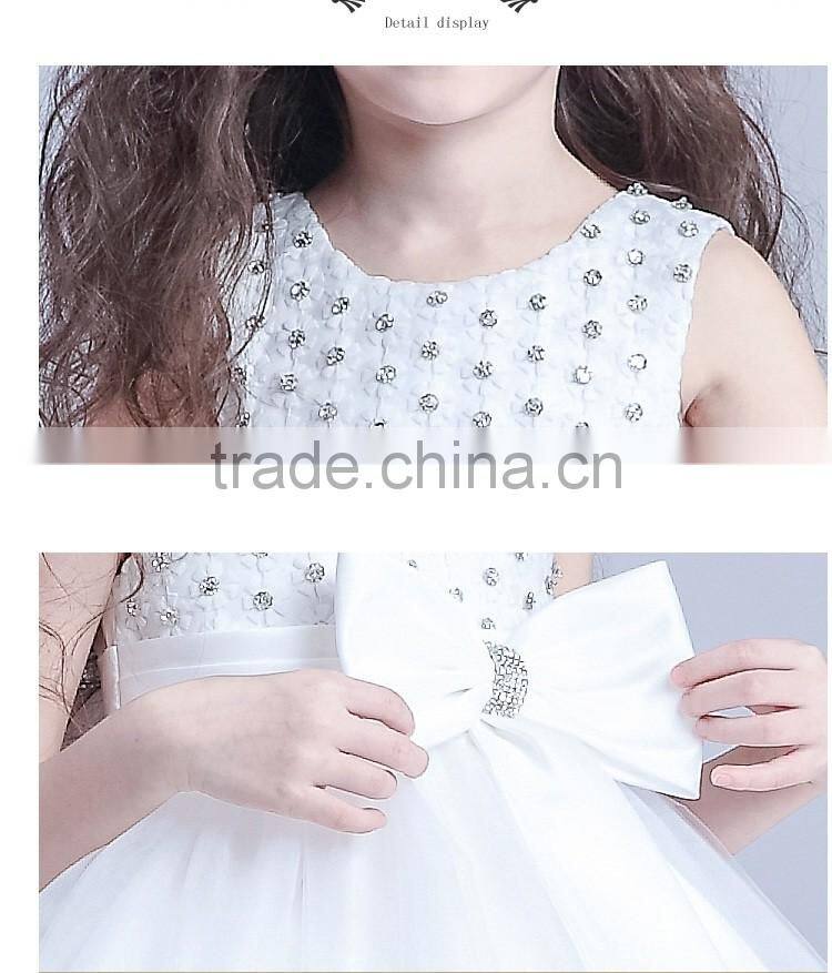 White Flower Girls Dress With Rhinestone Angel Dresses