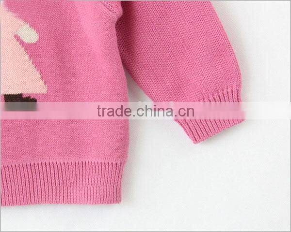 Girls 100% cotton jacquard pullover sweater hand made bowknot